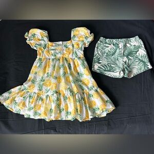 Janie and Jack dress and shorts size 4T Pineapple 🍍 and Palm Leaf 🌴 Bundle